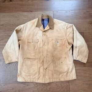 Vintage carhartt tan chore jacket blanket lining